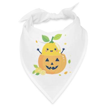 Zitrone im Halloween-Kürbis - Bandana - Weiß - Vorne