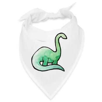 Smaragdgrünes Dino-Aquarell - Bandana - Weiß - Vorne
