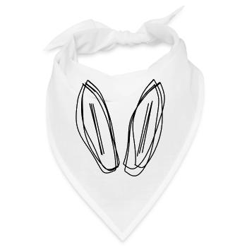 Hasenohren handgezeichnet - Bandana - Weiß - Vorne