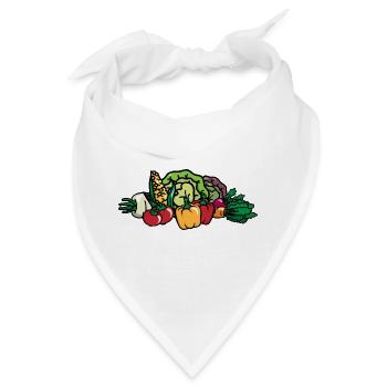 Buntes Gemüse - Mixed Vegetables - Gemüsekorb - Bandana - Weiß - Vorne