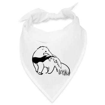 Ameisenbär Mutter mit Baby - Bandana - Weiß - Vorne
