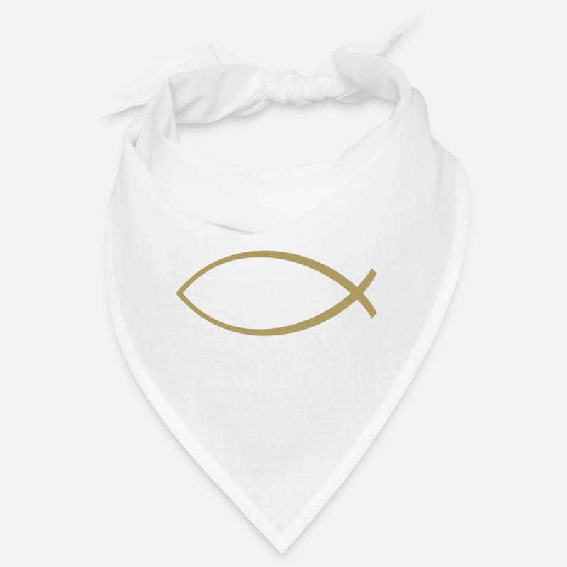 Ichtus poisson or - Bandana - blanc