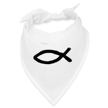  Jesusfisch schwarz Ichthys Jesus Fisch  - Bandana - Weiß - Vorne