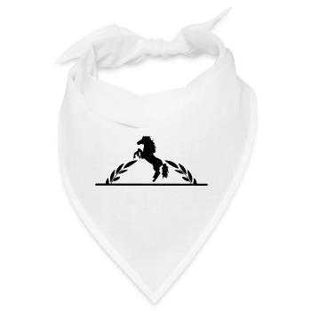 Tänzelndes Pferd im halben Lorbeerkranz - Bandana - Weiß - Vorne