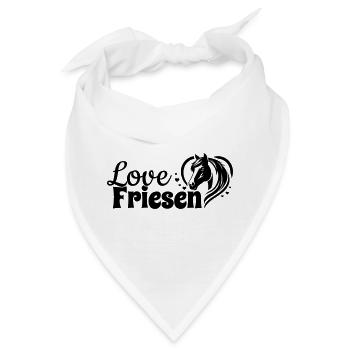 Friesen Love Herz Pferdekopf - Bandana - Weiß - Vorne