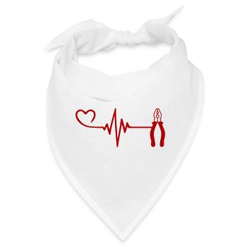 Zange Puls Herz Liebe - Bandana - Weiß - Vorne
