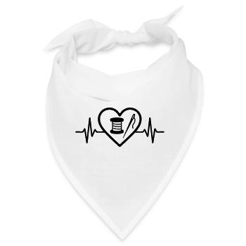 Herz + Nähen – Nähleidenschaft - Bandana - Weiß - Vorne