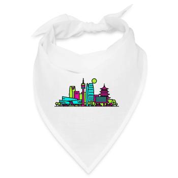 Hangzhou City Skyline West Lake Moderne Linienkunst - Bandana - Weiß - Vorne