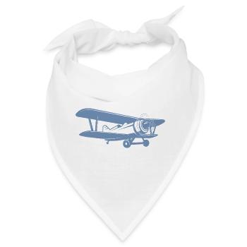 Doppeldecker Pilot Retro Minimalistisch - Bandana - Weiß - Vorne