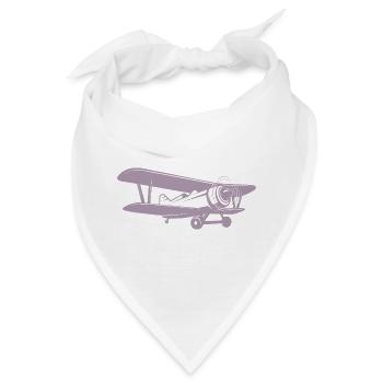 Doppeldecker Pilot Retro Minimalistisch - Bandana - Weiß - Vorne
