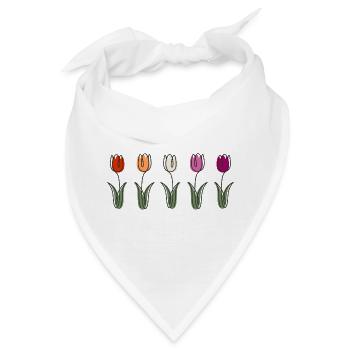 Tulpen in Farbvielfalt Blumendesign - Bandana - Weiß - Vorne