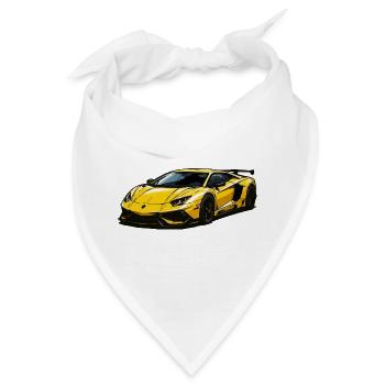 Gelbes Sportauto Illustration - Bandana - Weiß - Vorne