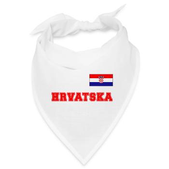 Kroatien Trikot Look – HRVATSKA mit Fahne Flagge - Bandana - Weiß - Vorne