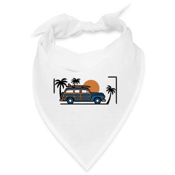Retro Surf Auto Grafik - Bandana - Weiß - Vorne