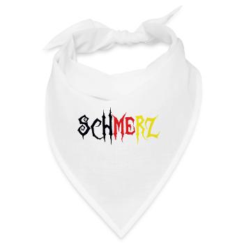 Schmerz – Grunge Schriftzug Schwarz Rot Gold - Bandana - Weiß - Vorne