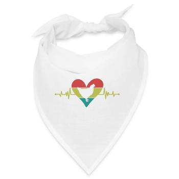 Huhn Herz Retro-Style - Bandana - Weiß - Vorne