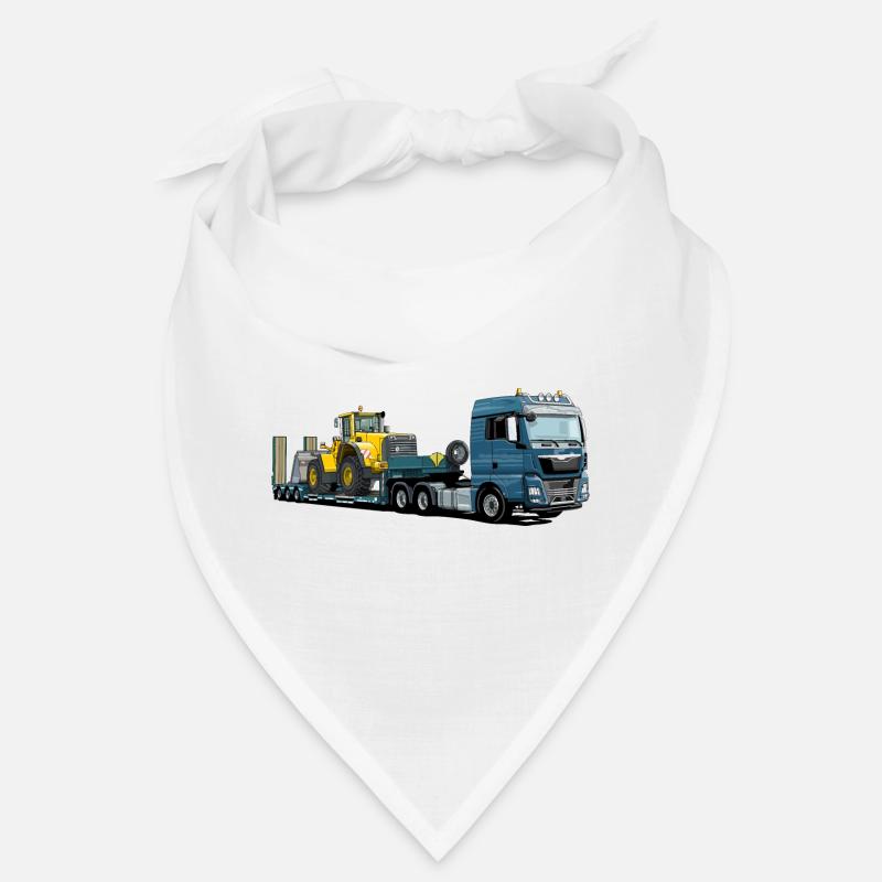 Low-loader with excavator - Bandana - white