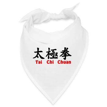Tai Ji Quan Schrift horizontal mit Text rot - Bandana - Weiß - Vorne