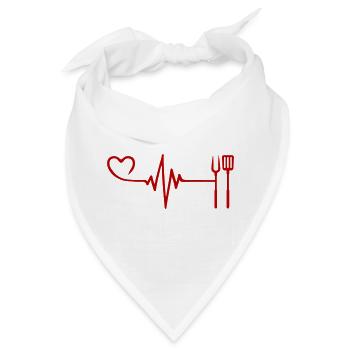 Grillzange Grillen Puls herzschlag liebe - Bandana - Weiß - Vorne