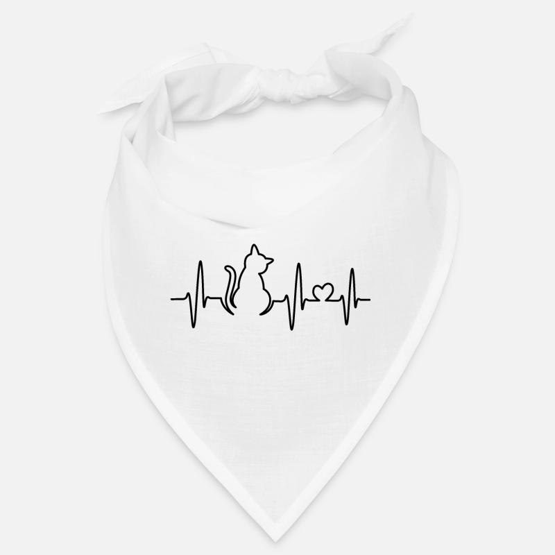 Icônes de traits de dessin de lignes de battement de cœur de chats Bandana
