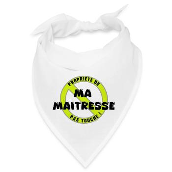 Eigentum meiner Herrin, schwarz - Bandana - Weiß - Vorne