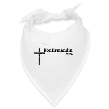 Konfirmandin 2026 Konfirmation einfaches Holzkreuz - Bandana - Weiß - Vorne