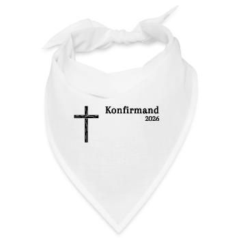 Konfirmand 2026 Konfirmation schlichtes Holzkreuz - Bandana - Weiß - Vorne