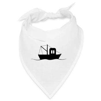 Fischkutter Silhouette, kleines Schiff - Bandana - Weiß - Vorne