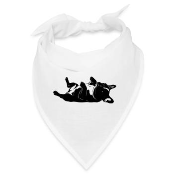 Liegender Hund auf dem Rücken - Bandana - Weiß - Vorne
