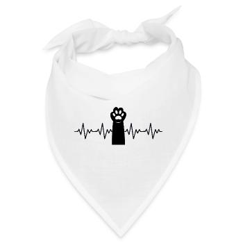 Katzenpfote EKG Herzschlag - Bandana - Weiß - Vorne
