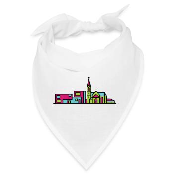 Linzer Stadtsilhouette Neue Kathedrale Moderne Linienkunst - Bandana - Weiß - Vorne