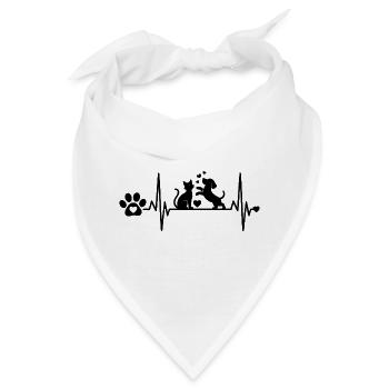 Herzschlag von Katzen- und Hundepfoten - Bandana - Weiß - Vorne