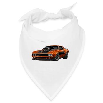 Orange Muscle Car mit Blower - Bandana - Weiß - Vorne