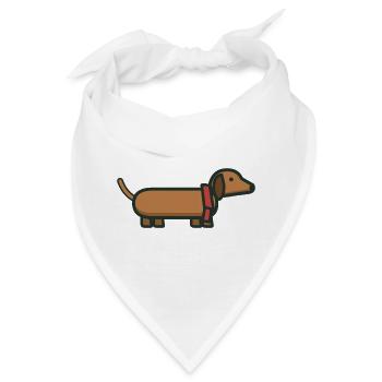 Dackel mit Schal – Kleines Brustemblem - Bandana - Weiß - Vorne