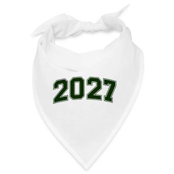 2027 Grüne Outline-Zahlen - Bandana - Weiß - Vorne