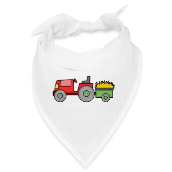Traktor mit Anhänger - Bandana - Weiß - Vorne