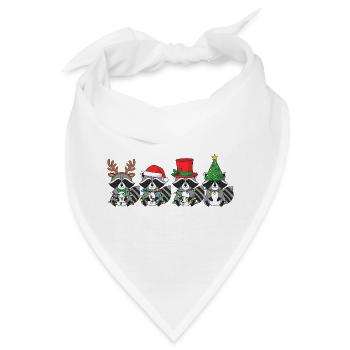 Waschbär Weihnachtsmann Weihnachtsbeleuchtung - Bandana - Weiß - Vorne