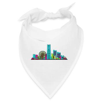 Yokohama City Skyline Wahrzeichen Turm-Kunst - Bandana - Weiß - Vorne