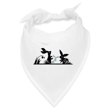 drei Hasen auf einer Wiese - Bandana - Weiß - Vorne