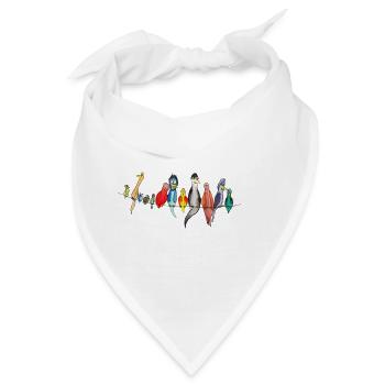 Bunte Vögel auf der Leine - Bandana - Weiß - Vorne