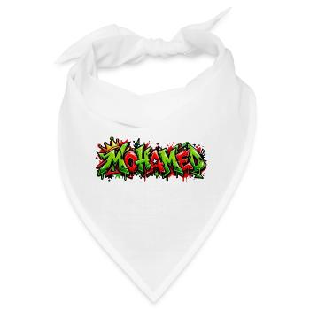 Mohamed Graffiti Rot Grün: Wow-Effekt garantiert - Bandana - Weiß - Vorne