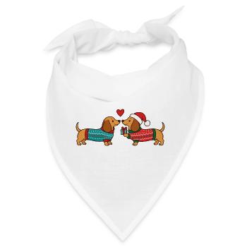 Dackel verliebt in Weihnachtspullovern - Bandana - Weiß - Vorne