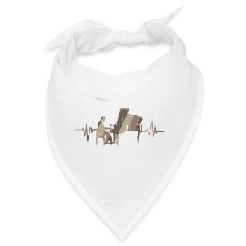 Pianist am Flügel mit Herzschlag - Bandana - Weiß - Vorne