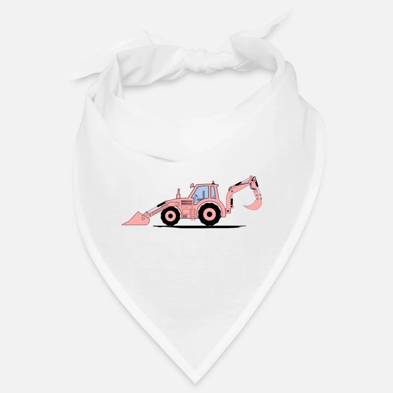 Traktor Bagger Baggerschlepper Rosa - Bandana - Weiß