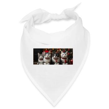 KI-Weihnachtskätzchen - AI-Christmas Kitten - Bandana - Weiß - Vorne