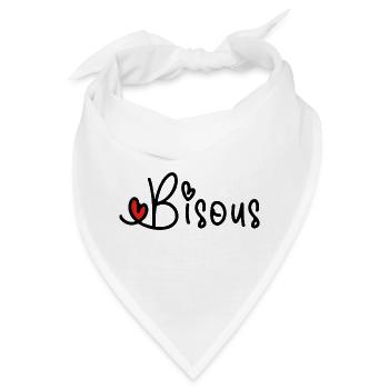 Rotes Herz Küsste Schwarze Minimale Linie - Bandana - Weiß - Vorne