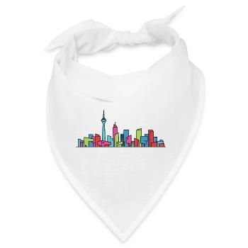 Düsseldorfer Stadtsilhuett Rheinturm-Linienkunst - Bandana - Weiß - Vorne