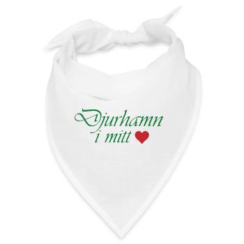 Grüne Kalligraphie "Djurhamn in mine" mit rotem Herzen - Bandana - Weiß - Vorne
