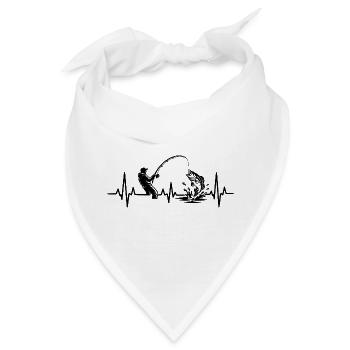 Angeln Herzschlag EKG Angler Silhouette - Bandana - Weiß - Vorne
