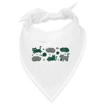 Spielende Katzen Grafik - Bandana - Weiß - Vorne